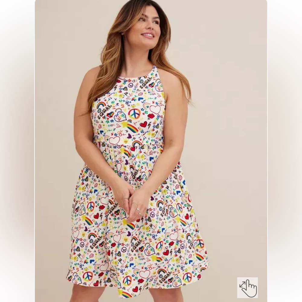 Torrid Pride Print Mini Textured Knit Skater Dress Sz 0X New With Tags
